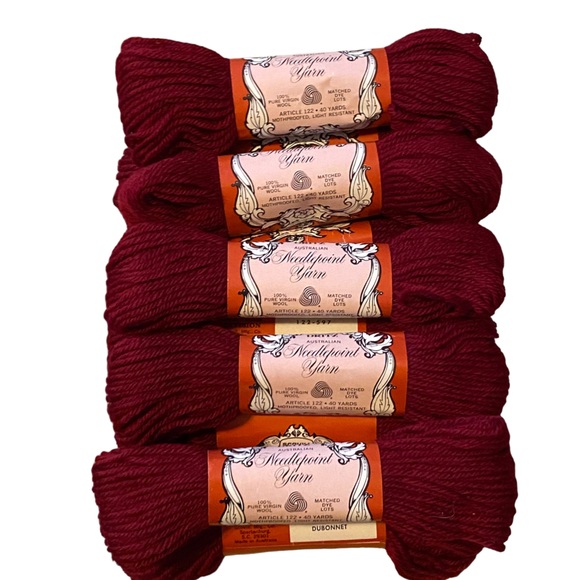 Dubonnet VTG NOS Scovill Dritz Luxury 100% Virgin Wool Needlepoint 40 yds - Picture 5 of 6